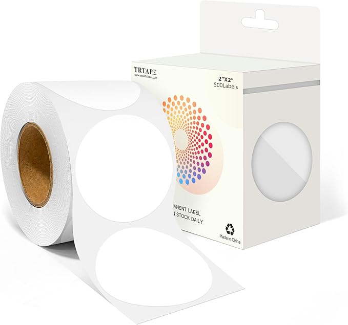 2 Inch Round Color Coding Labels (500 Count) - White Dot Stickers Circle Labels with Dispenser Box for Warehouse, Filing, Industrial, Office Organization