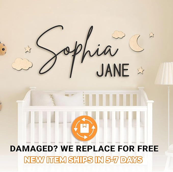 Personalized Name Sign for Nursery - Custom Wooden Name Signs for Kids Room, Personalized Nursery Name Sign - Perfect Kids Room Decor, Wall Name Decoration & Wedding signs, Family Name Signs