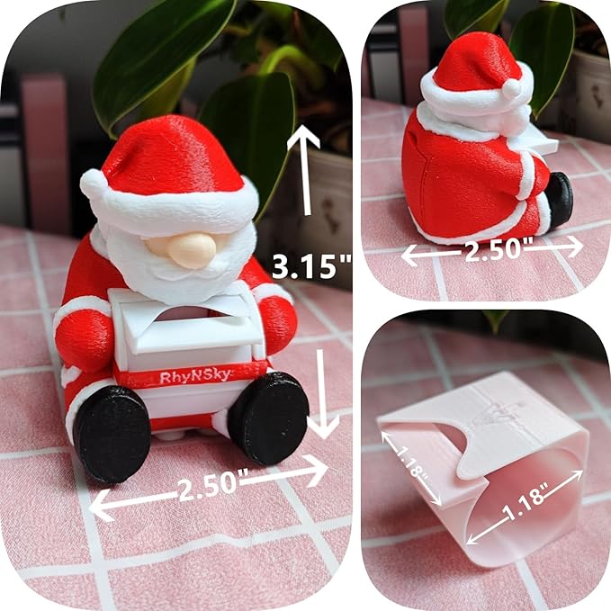 RhyNSky Christmas_Santa_Claus Postage Stamp Holder Stamp Roll Dispenser for Office Desk Accessories, No Stamps, 1.18" Core, C05