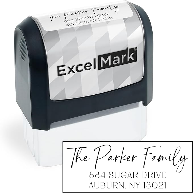 ExcelMark Address Stamp - Custom Return Address Stamp with Elegant Designs, Vibrant Colors & Patterns – Perfect for Mail, Invitations & Gifts (Black Mount, Santa Catalina)