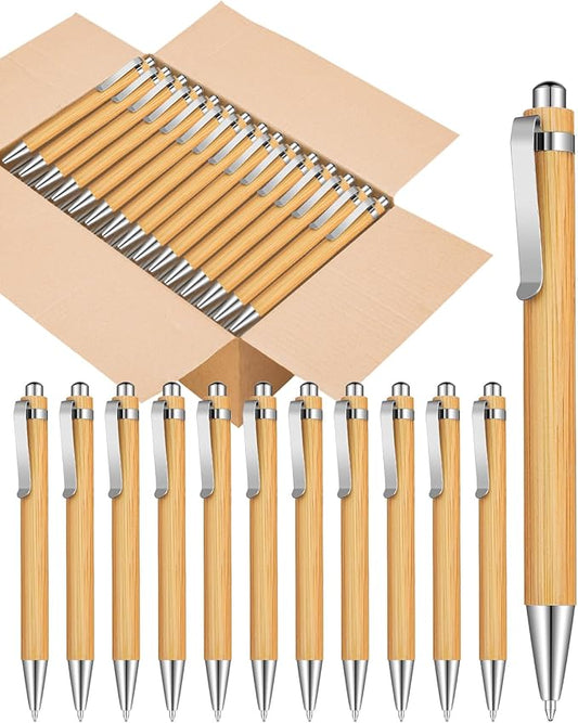lyforx Bamboo Pens Bulk Wooden Bamboo Pens Engraving Wooden Ballpoint Pen Customizable Gift Pen Bulk 50pcs