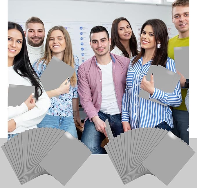 Jutom 50 Pcs 2 Pocket Glossy Paper Folders Glossy Paper Laminated Portfolios, Letter Size, Presentation Folders with Pockets for Office Teacher Worker Supplies(Gray)