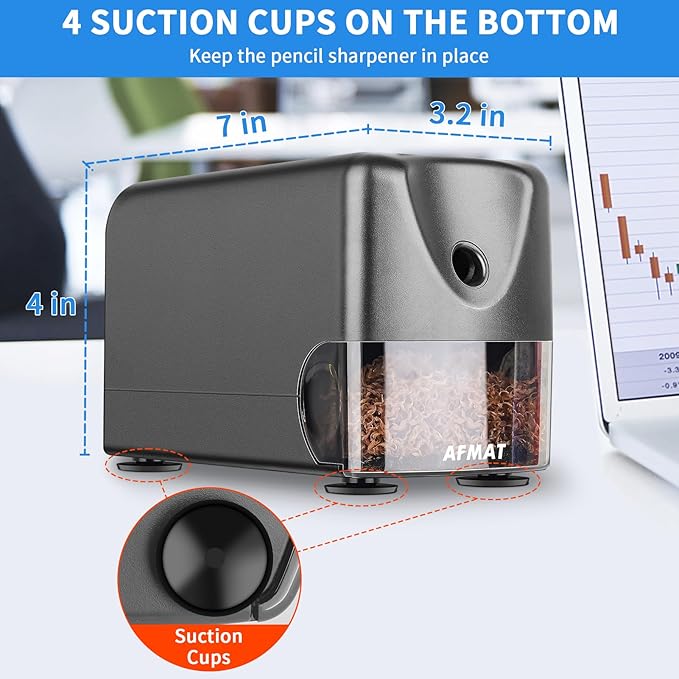 AFMAT Heavy Duty Electric Pencil Sharpener, Auto Stop Classroom Pencil Sharpeners for 6-11mm No.2/Colored Pencils, Pencil Sharpener for Large Pencils, Sharp Point, Save Pencil, PSX3
