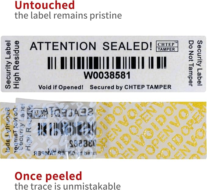 ChtepTamper 100 Pieces Total Transfer Tamper-Evident Stickers Security Labels Great for Goods Shipping,Exchange of Agency Files, Privacy Protection or More(Serial Number 1 * 3.54inches White)