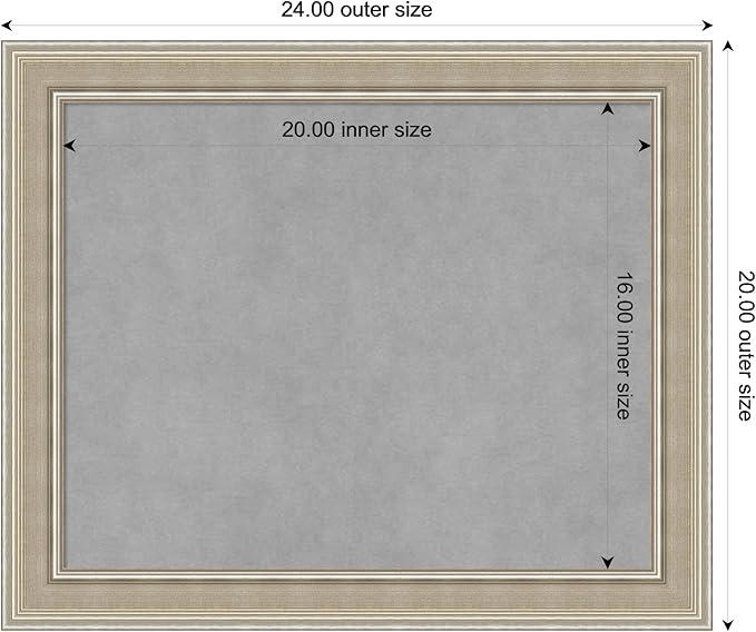 Amanti Art Silver Framed Magnetic Board 20x24 Small Vision Board for use with Magnets, 100% Metal Sheet to Display Items as Office Decor or for Home Organization in mudroom, Kitchen or Kids Room