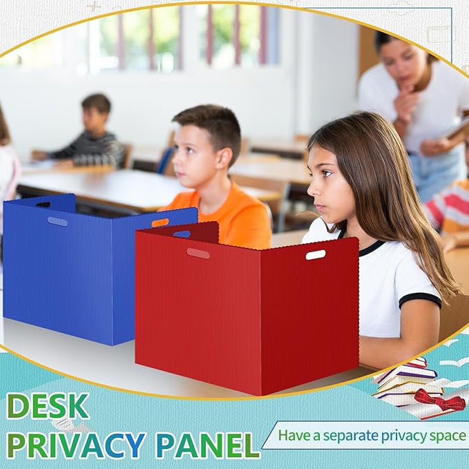 24Pack Desk Dividers for Students 14 × 17.5 × 14 Inch Plastic Durable and Waterproof Black Privacy Folders Shields Test Dividers with Classroom Privacy Boards for School Study Supplies (Muticolored)
