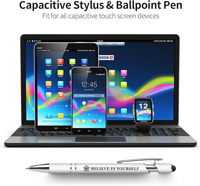 Vebermo 15 Pack Motivational Pen Set - Inspirational Quotes Retractable Ballpoint Pens for Office School Supplies, Encouragement Gifts for Women Men, White