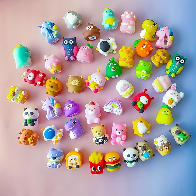 48 pcs Cute Pencil Sharpener for Kids Fun Pencil Sharpener Bulk Kawaii Manual Pencil Sharpeners Kids Pencil Sharpeners for Back to School Supplies Class Rewards.