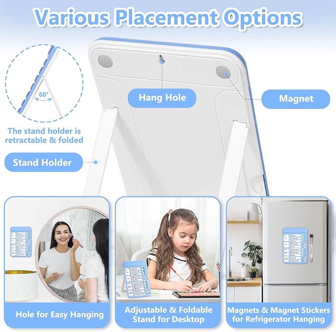 Audab 2Pcs Dry Erase Chore Chart for Kids, Magnetic Checklist Board, My Chores Slider Chart to Do List Board, Routine Reward Chart Schedule Board Task Tracker for Home Refrigerator, Wall, Desk (Blue)