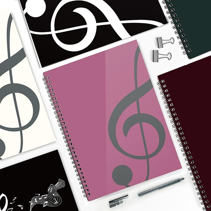 MAXCURY Blank Sheet Music Composition Manuscript Staff Paper Art Music Notebook Black 100 Pages 26x19cm (Pink/Grey Green)