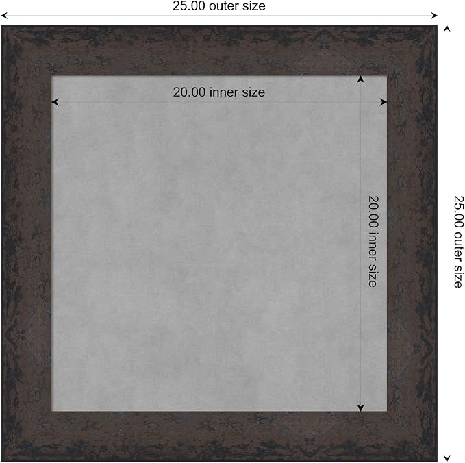Amanti Art Black Framed Magnetic Board 25x25 Medium Vision Board for use with Magnets, 100% Metal Sheet to Display Items as Office Decor or for Home Organization in mudroom, Kitchen or Kids Room
