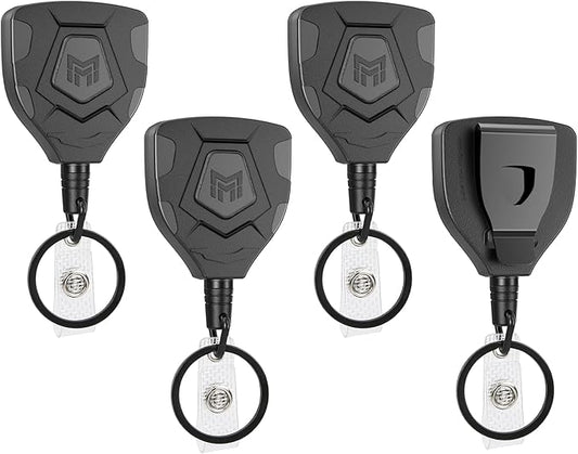 MNGARISTA Heavy Duty Retractable Keychain with Belt Clip, ID Badge Reel Key Chain, Badge Holder with 31.5' Steel Cord and Key Ring, 9.0oz, 4-Pack