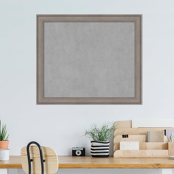 Amanti Art Grey Framed Magnetic Board 23x27 Medium Vision Board for use with Magnets, 100% Metal Sheet to Display Items as Office Decor or for Home Organization in mudroom, Kitchen or Kids Room