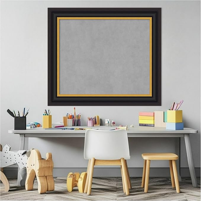 Amanti Art Black Framed Magnetic Board 26x30 Medium Vision Board for use with Magnets, 100% Metal Sheet to Display Items as Office Decor or for Home Organization in mudroom, Kitchen or Kids Room