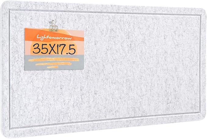 Bulletin Board, 35 x 17 1/2 inches Felt Board - Decorative Pin Board, Cork Board Alternative for Wall, Foldable Picture Board Self-Adhesive Vision Board Prayer Board with 20 Pushpins - Marble White