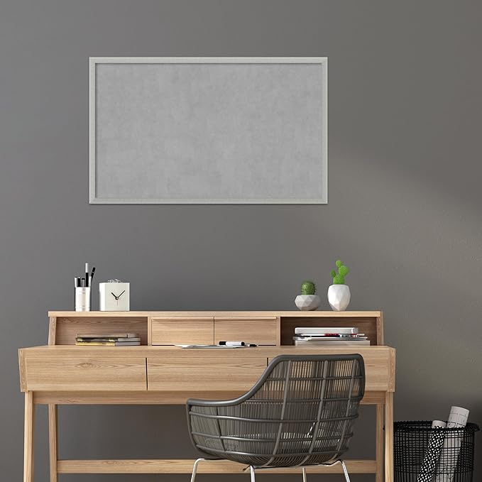 Amanti Art Silver Framed Magnetic Board 26x42 Large Vision Board for use with Magnets, 100% Metal Sheet to Display Items as Office Decor or for Home Organization in mudroom, Kitchen or Kids Room