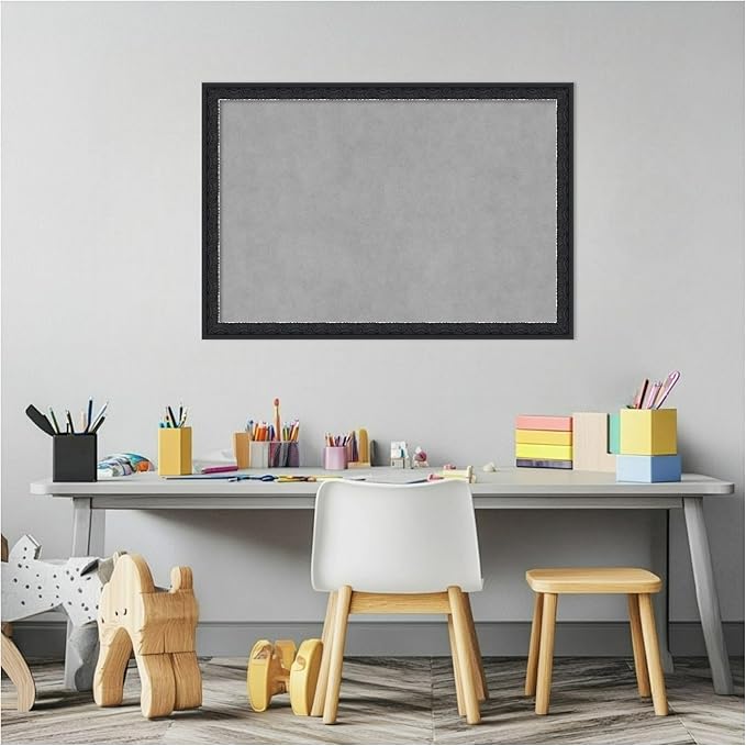 Amanti Art Black Framed Magnetic Board 18x26 Medium Vision Board for use with Magnets, 100% Metal Sheet to Display Items as Office Decor or for Home Organization in mudroom, Kitchen or Kids Room