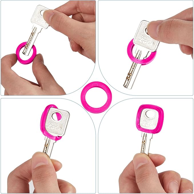 Blulu 80 Pcs Key Labels Key Color Covers Caps Tags Covers Set Plastic Keys Identifier Rings Toppers for Tags Organization House, 2 Styles(Rainbow Color)