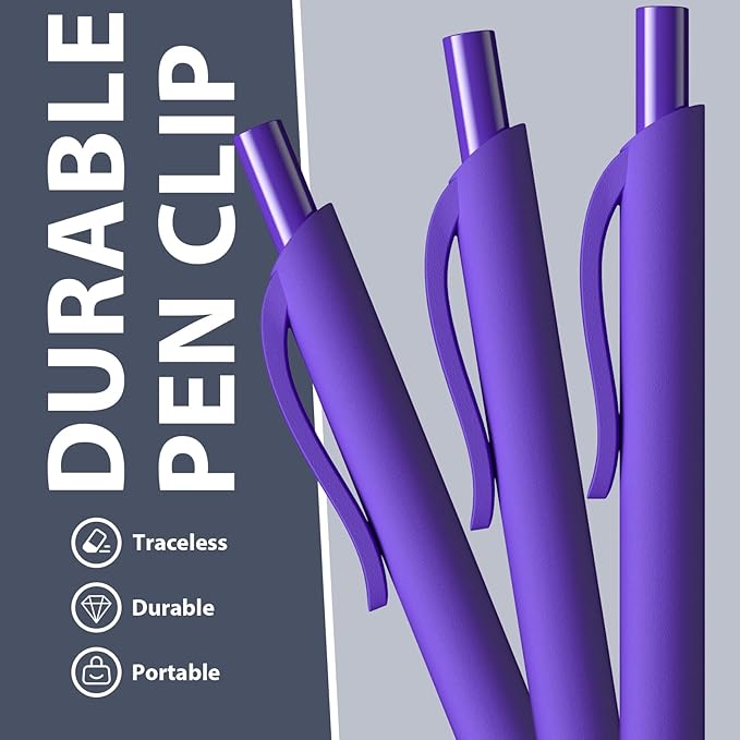 JIMMIDDA 52 Pcs Pens Bulk - 1.0MM Ballpoint Pens Purple Ink | Medium Point Smooth Writing, No Bleed Retractable Ball Point Pen for Office School (Purple - 52Pcs)