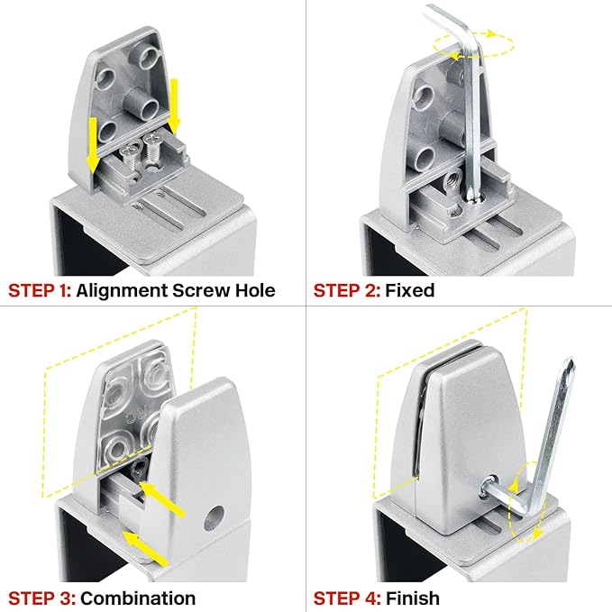 4 Packs Sneeze Guard Support, Aluminum Vertical Partition Board Clamp, Acrylic Desk Divider Support Clamp, Desk Shield Privacy Panel Clamps for Clear Shield for Countertop Reception