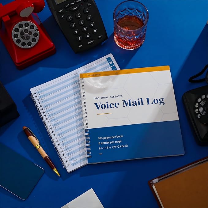Geyee Phone Message Voice Mail Log Book 8. 27 x 8. 5 Inches Voicemail Message Pads 8 Per Page, 800 Book for Office(2 Pads)