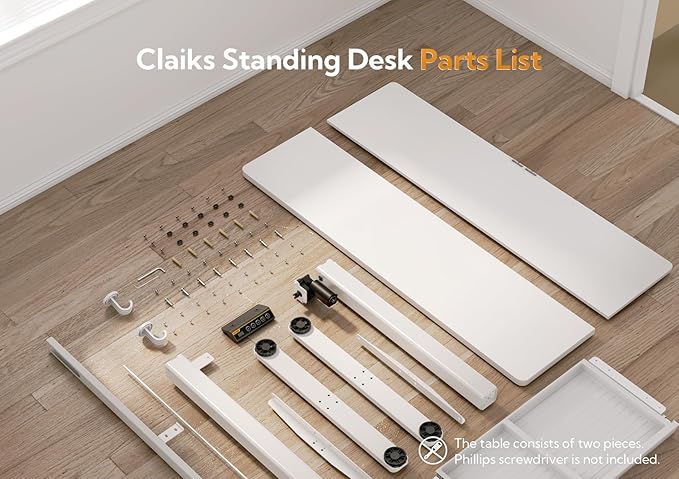 Claiks Standing Desk with Drawers, 55x24 Inch Stand Up Electric Adjustable Height Sit Stand Desk for Computer Workstation, White