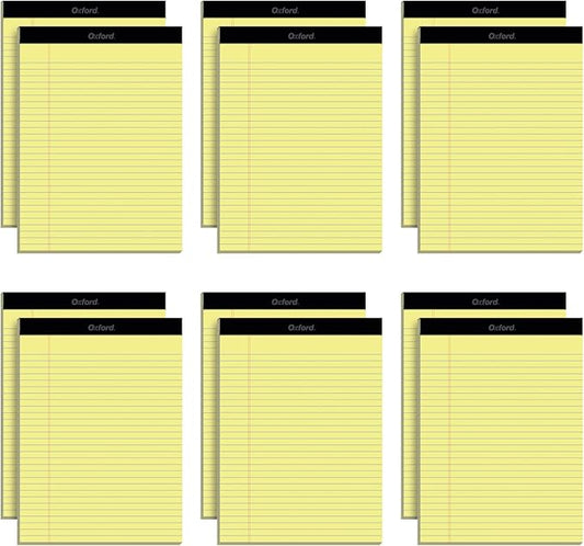 Oxford Premium Legal Pads, 12 Pack, Premium Note Pads, 50 Legal Rule 8.5" x 11" Sheets, Canary Yellow Paper with Firm Back, Professional Legal and Office Notepads