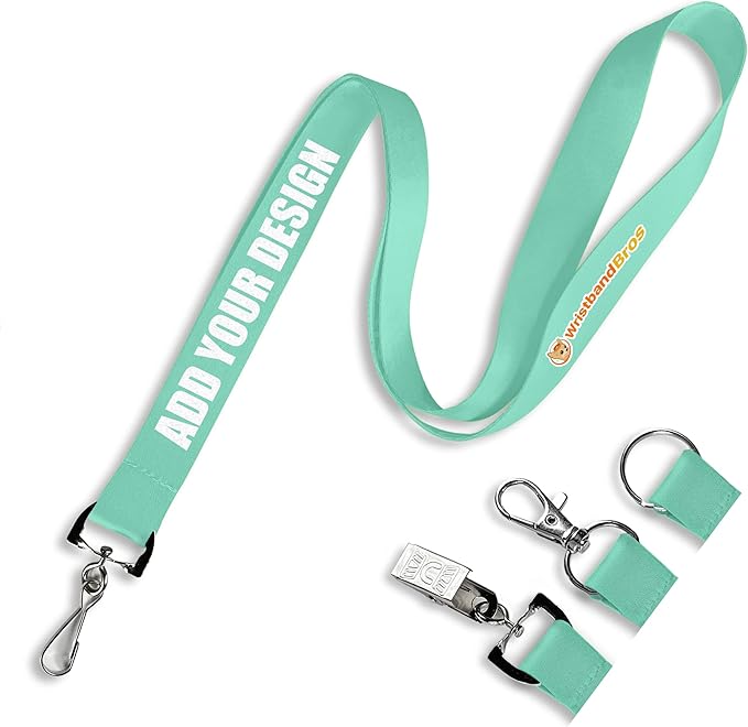 Wristband Bros Custom Lanyards For ID Badges, Keys & More | Add Text & Logos | Choose Your Attachment | Bulk Quantities For Events