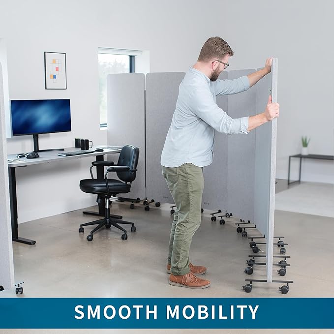 VIVO Freestanding 24 x 66 inch Privacy Panel, Mobile Cubicle Divider, Single 24 inch Wall Partition with 2-Sided Zipper Attachment System, Gray, PP-1-T024G-M