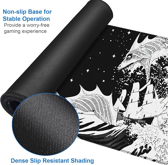 Gaming Mouse Pad, 31.5x15.7 inch Large Extended Computer Keyboard Mouse Mat, Water Resist Non-Slip Mousepad Rubber Base Long XXL Desk Mouse Pad for Gaming, Office & Home, Dragon