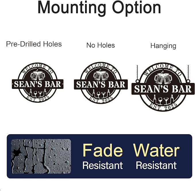 Custom Bar Sign Personalized Name Bar Wall Decor for Home Pub Party Club Lounge Man Cave Backyard Bar Gifts