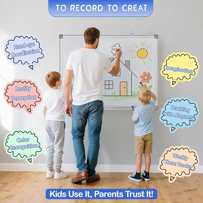 Grtard 18" x 12" White Board Dry Erase, Magnetic Dry Erase Boards, Hanging Magnetic Whiteboard with Marker and Strong Magnets, Dry Erase Board for Wall, White Boards Dry Erase for School, Office, Home