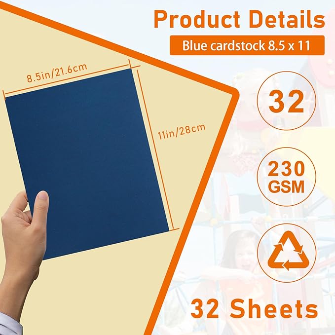 Guakicae 32 Sheets Navy Blue Cardstock 8.5 x 11 Craft Paper, 80lb Heavyweight Paper Card Stock for DIY Card Making, Wedding Invitations, Thanksgiving Cards, menus