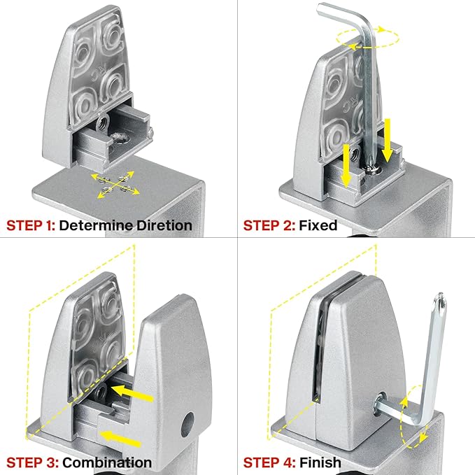 4 Packs Sneeze Guard Support, Aluminum Adjustable Partition Clamp, Acrylic Desk Divider Support, Desk Shield Clamp Privacy Panel for Counter
