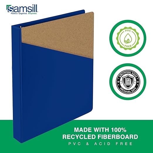 Samsill 2 Inch 3 Ring Binders, Made in USA, Economy Round Ring, Clear View Cover, 425 Sheet Capacity - for School, Home, Office - Blue, 4 Pack