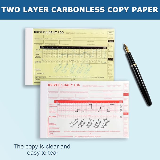 LINAUSTFB Daily Log Books for Truck Drivers with 7 and 8 Day Recap, 15 Pack, 32 Sets of Forms per Book, 8.5" x 5.5" with Detailed, 2-Ply Carbonless Driver Log Book