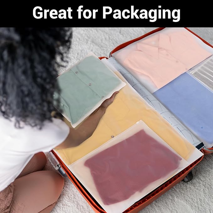 Svaldo Clothing Bags, 50 Count 20x28 inch Jumbo Extra Large Frosted Zipper Plastic Bags for Clothes, Sweater Dress, Backpack, Blanket, T Shirt Packaging Shipping, 3 Mil, with Vent Holes
