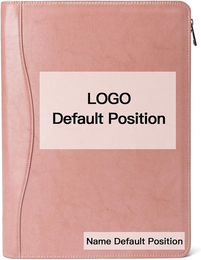 Geslun Personalized Vegan Leather Portfolio, Legal Size 8.5 x 14 Pad Holder, Custom Business Padfolio for Women, Zippered 14" Laptop Organizer, Professional Notepad Folio, Pink