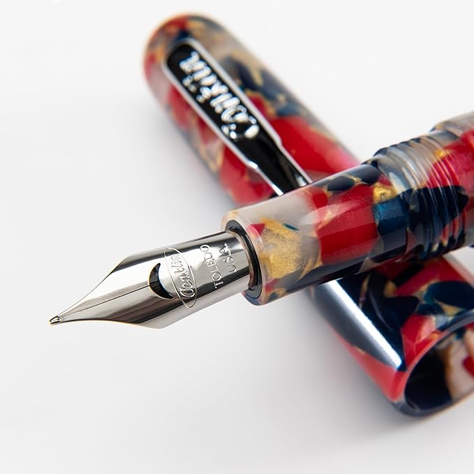 Conklin All American Fountain Pen in Old Glory – Broad Nib, Patriotic Red, White & Blue Design – Ideal Gift for Professionals & Pen Enthusiasts