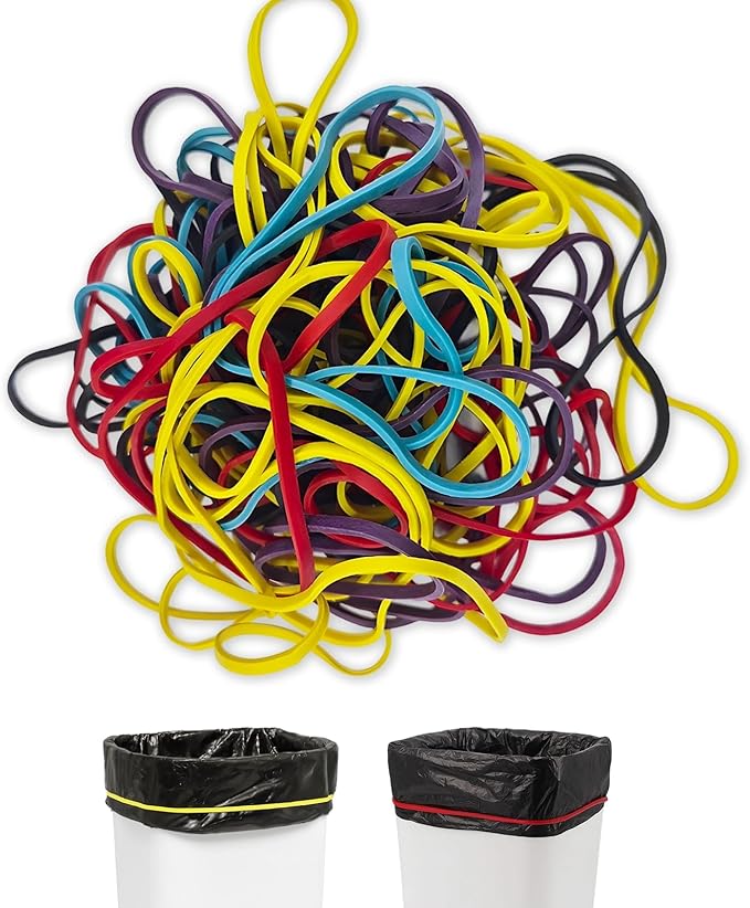 50Pack Trash Can Rubber Bands,5 Colors Large Rubber Bands,Heavy Duty,Reusable Elastic Bands for 13-30 Gallon Bins for Office Supplies File Folders Box Books,Bundle Rugs, BBQ Covers