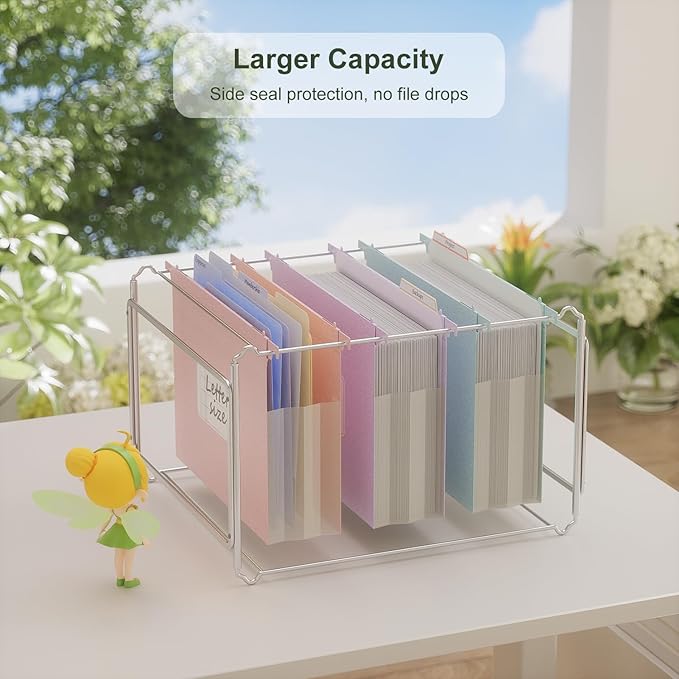 Extra Capacity Hanging File Folders, 3.15" Reinforced Wheat Straw Expanding Hanging Folder Letter Size, Heavy Duty for Filing Cabinets, File Organizer for Office & Home-6 Packs