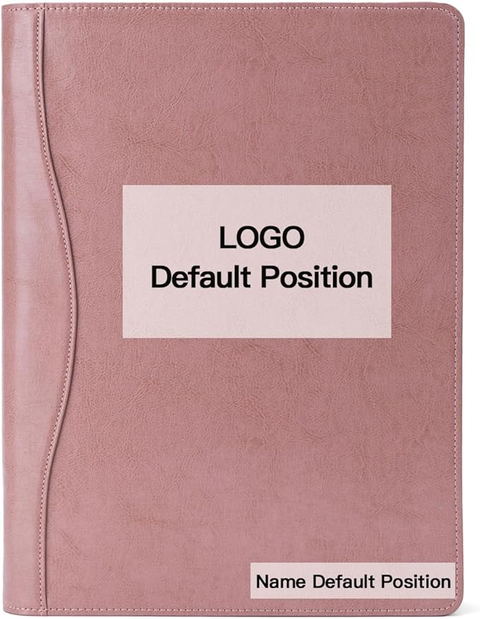 Geslun Personalized Vegan Leather 3 Ring Binder, Custom 8.5 x 11 Letter Size Folio with Pen Holder, Soft Notebook Portfolio Cover, Notepad Padfolio Organizer for Meeting, Pink