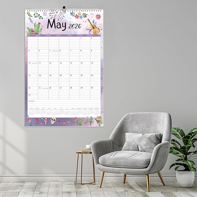 GuassLee Extra Large Wall Calendar 2026,36"x 24" Vertical Jumbo Hanging Wall Planner, 24-Month Aesthetic Large Calendar Jan. 2026 to Dec. 2027 with Thick Paper Watercolor Design for Easy Organizing