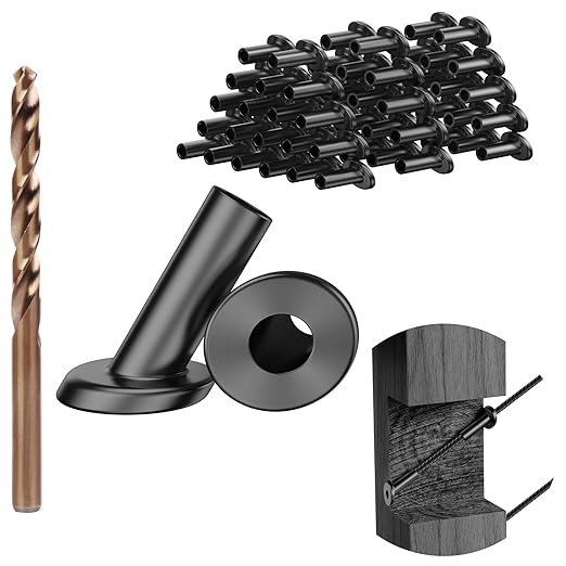 BLIKA 60 Pack 25 30 35 Degree 1/8" Black Cable Railing Angle Beveled Protector Sleeves, T316 Stainless Steel, Angle Protector Sleeves Deck Stair Cable Railing Hardware Kit for Wood Posts
