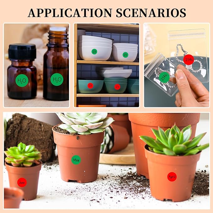 PARLAIM 2 Rolls 2000PCS 3/4" Round Circle Color-Code Dot Stickers,2 Color Style Colorful Coding Label Sticker for Home Office Classroom(Red+Green)