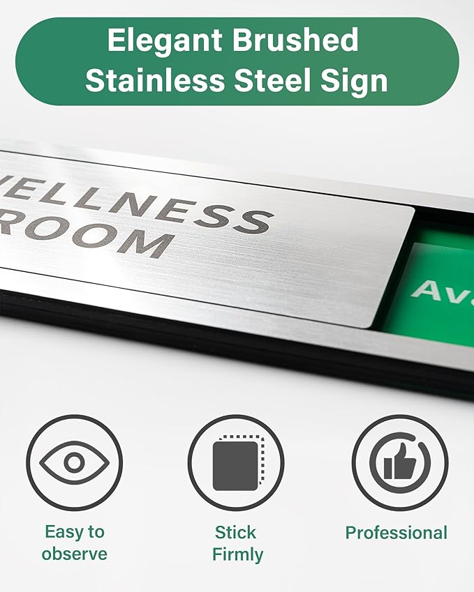 Restroom Sliding Door Signs Do Not Disturb, In Use/Available Slider Sign for Business Home Office Wellness Vacant Occupied Privacy Slide Door Sign，Brushed Silver