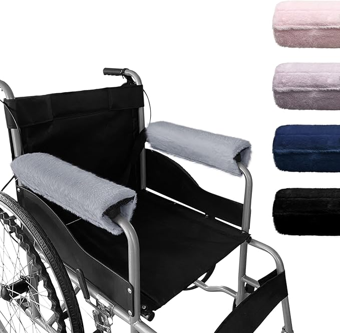 SPRING SEAON Wheelchair Armrest Covers 2 Pack Soft Memory Foam Wheelchair armrest Pads Wicking Washable for Office Transport Chair (Gray)