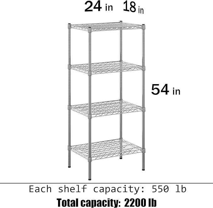 Regal Altair 18" Deep x 24" Wide x 54" Height Wire Shelving Kit | 4-Tier | NSF Commercial Storage Rack Unit