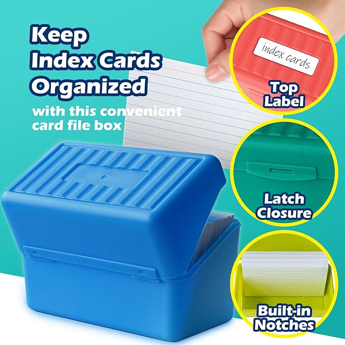 Olivo Index Card Holder Box 3x5 Flash Note Card Holder Storage File Box Organizer Case for 3"x5" Cards, 4 Colors Pack
