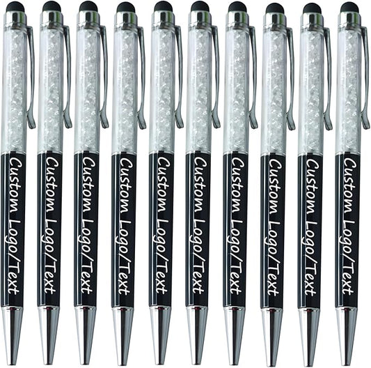 Yucold Customized Pens with Name/Logo - Touch Screen Stylus Ballpoint Pen, Perfect for Weddings, Business & Personalized Gifts (Black,150)